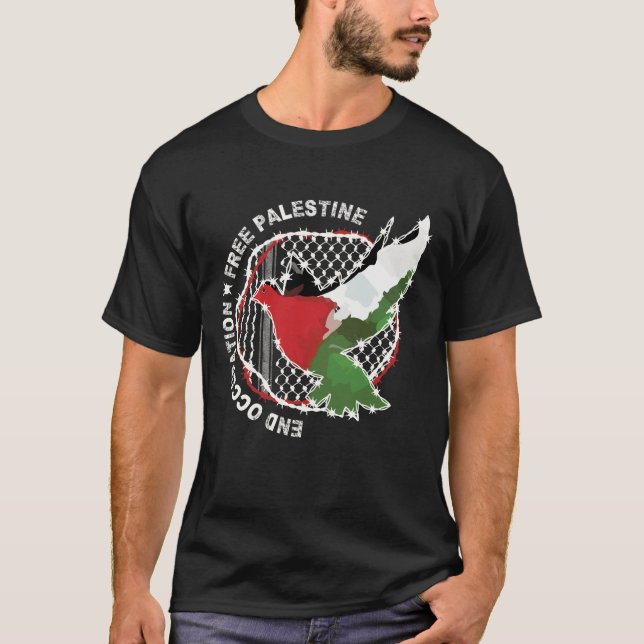 Palestinska Flagga för Frihetsarabiska Kufiya Hatt T Shirt (Framsida)