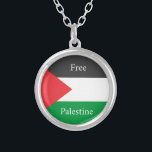 Palestinska flagga Free Palestine anpassat Silverpläterat Halsband<br><div class="desc">Palestinska flagga Free Palestine anpassat</div>