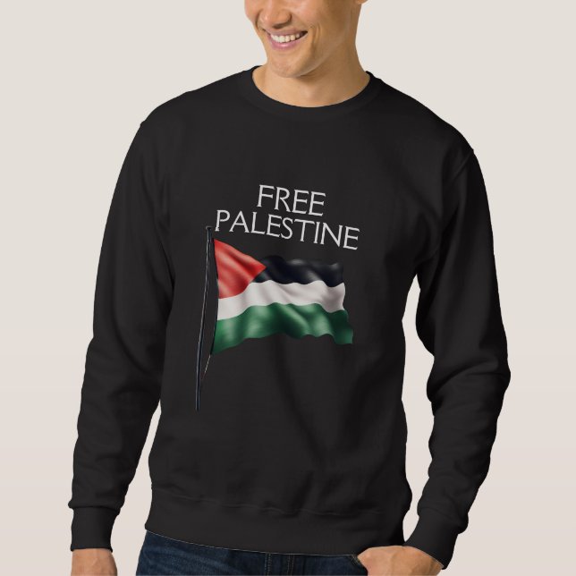 Palestinska Flagga fritt Gaza Lång Ärmad Tröja (Framsida)