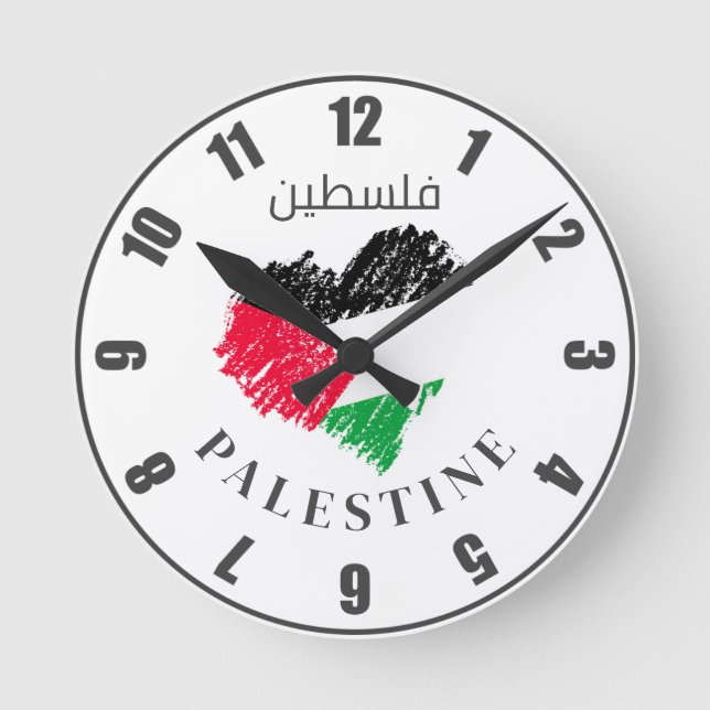 Palestinska flagga hjärta Palestinas anpassade klo Rund Klocka (Framsida)