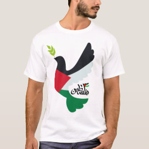 Palestinska Flagga i fredsduven med Palestina Namn T Shirt