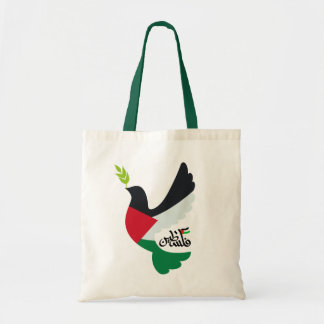 Palestinska Flagga i fredsduven med Palestina Namn Tygkasse