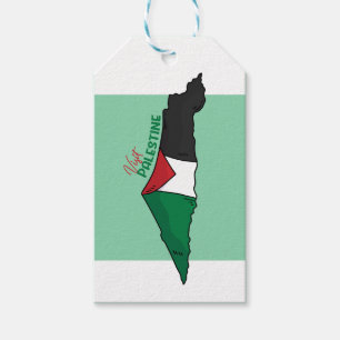 Palestinska flagga i karta, besök Palestina Presentetikett