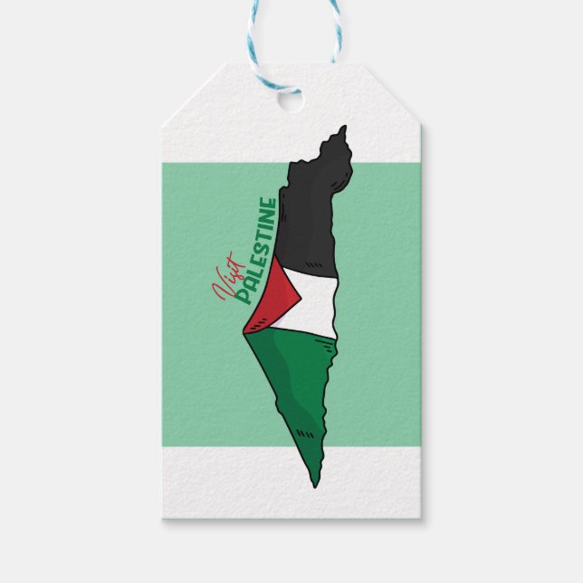Palestinska flagga i karta, besök Palestina Presentetikett (Framsidan)