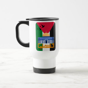 Palestinska flagga med arabisk text resemugg
