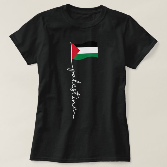 Palestinska Flagga med Palestina Namn för Palestin T Shirt (Design framsida)