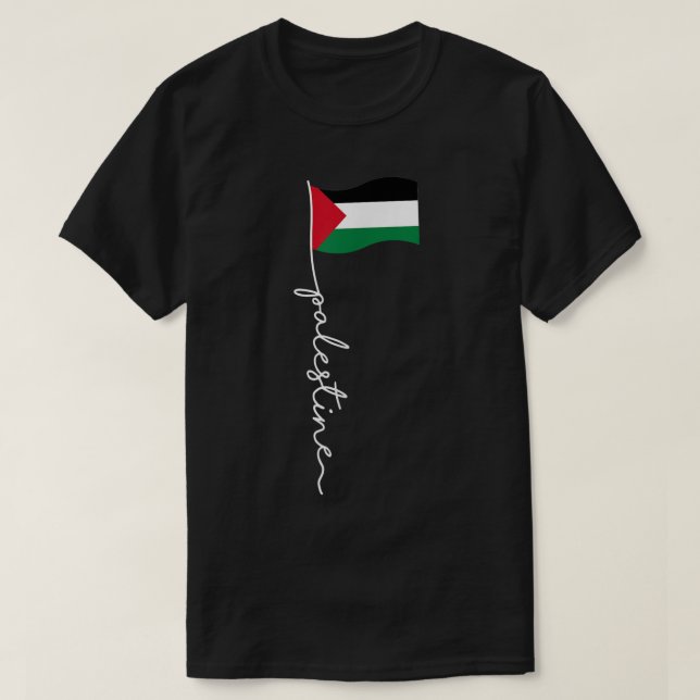 Palestinska Flagga med Palestina Namn för Palestin T Shirt (Design framsida)
