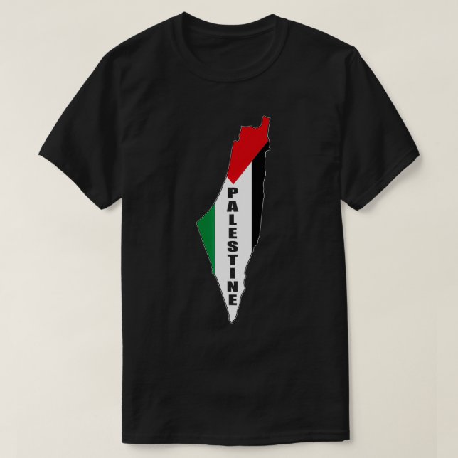Palestinska Flagga och Karta Palestinska Pridets C T Shirt (Design framsida)