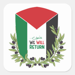 Palestinska Flagga och Olive Grenar Fyrkantigt Klistermärke
