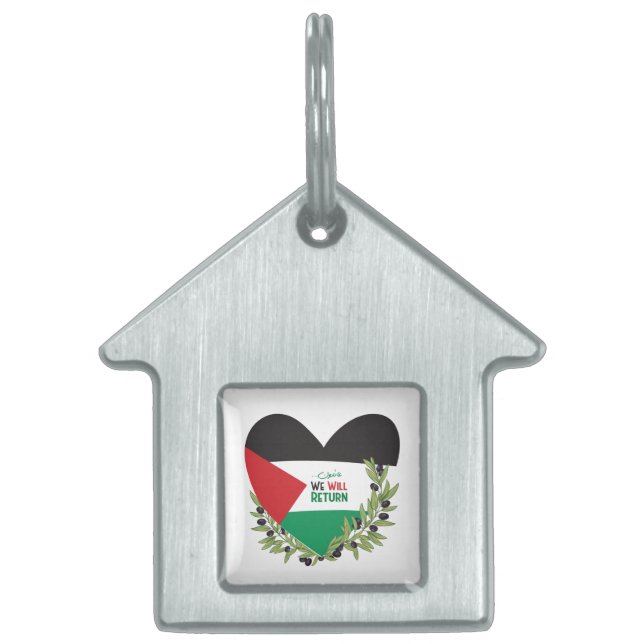 Palestinska Flagga och Olive Grenar ID-bricka Husdjur (Framsidan)