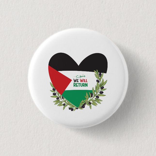 Palestinska Flagga och Olive Grenar Knapp (Framsida)