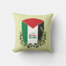 Palestinska Flagga och Olive Grenar Kudde