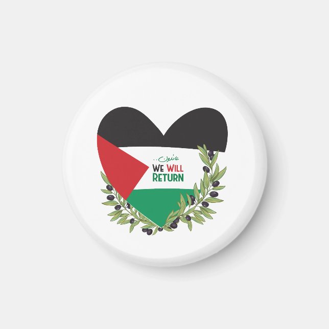 Palestinska Flagga och Olive Grenar Magnet (Framsidan)