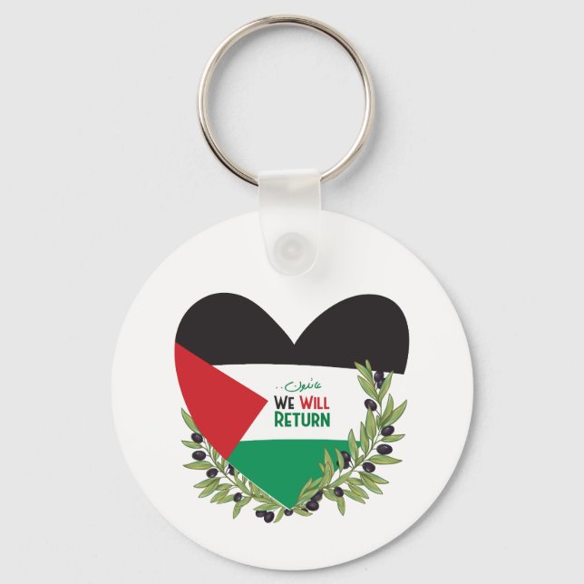 Palestinska Flagga och Olive Grenar Nyckelring (Framsida)
