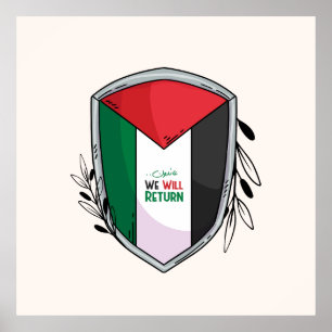 Palestinska Flagga och Olive Grenar Poster