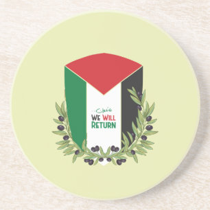 Palestinska Flagga och Olive Grenar Underlägg