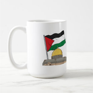 Palestinska flagga ovanför Dome of the Sten Mosque Kaffemugg