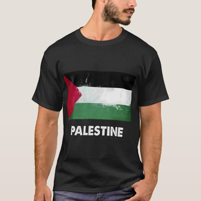 Palestinska Flagga Palestina T Shirt (Framsida)