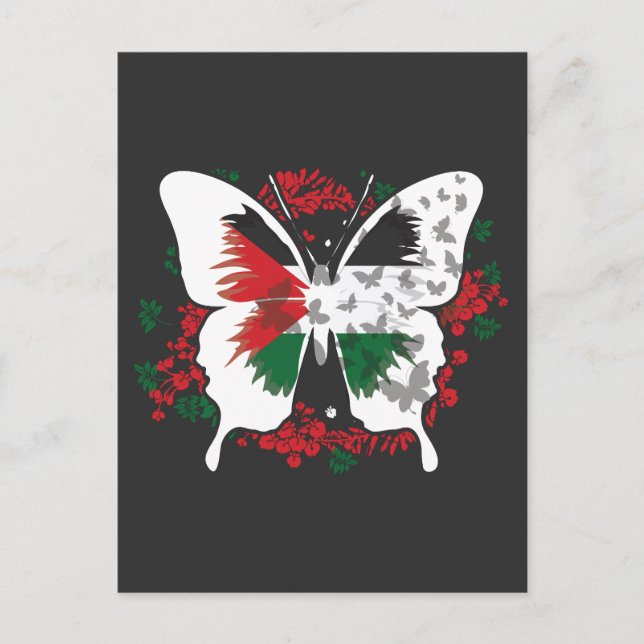 Palestinska Flagga palestinier Butterfly Graphic Vykort (Framsida)