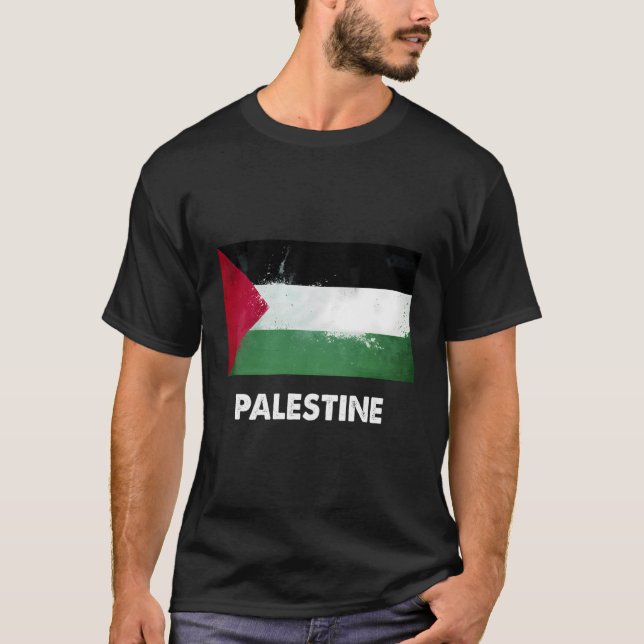 Palestinska Flagga T Shirt (Framsida)