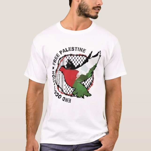 Palestinska Flagga upphörande av ockupationen av d T Shirt (Framsida)