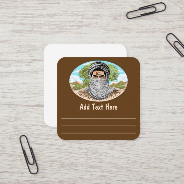 Palestinska frihetskämpen Porträtt Fyrkantigt Visitkort (Fram/Back In Situ)