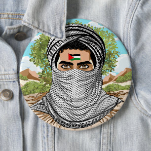 Palestinska frihetskämpen Porträtt Knapp