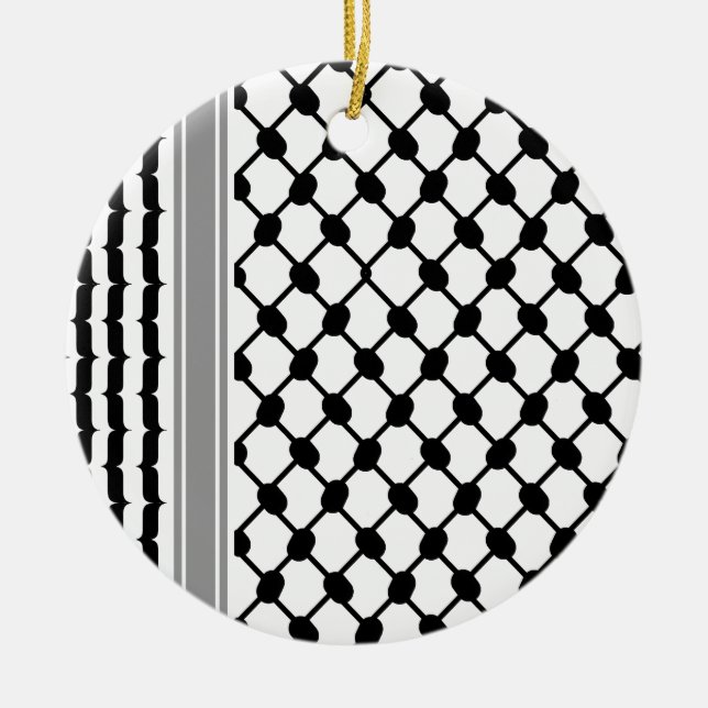 Palestinska Hatta Keffiyeh Kufiya Folk (2 Mönster) Julgransprydnad Keramik (Framsidan)
