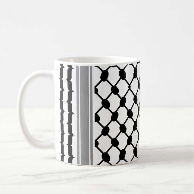 Palestinska Hatta Keffiyeh Kufiya Folk (2 Mönster) Kaffemugg (Vänster)