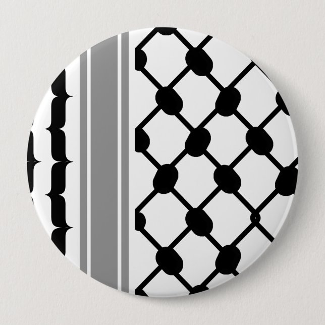 Palestinska Hatta Keffiyeh Kufiya Folk (2 Mönster) Knapp (Framsida)