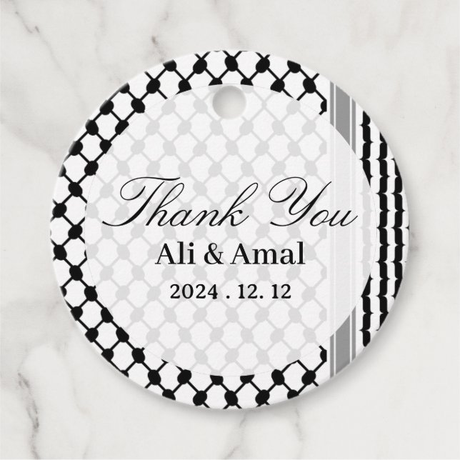 Palestinska Hatta Keffiyeh Tack Bröllop Gåvor Etiketter (Framsida)