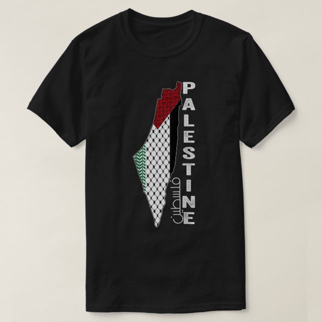 Palestinska Karta arabiska palestinsk Keffiyeh Fre T Shirt (Design framsida)