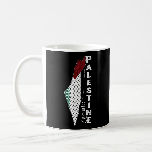 Palestinska Karta Keffiyeh Thobe Mönster Palestina Kaffemugg (Vänster)