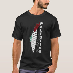 Palestinska Karta Keffiyeh Thobe Mönster Palestina T Shirt