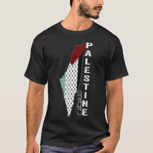 Palestinska Karta Keffiyeh Thobe Mönster Palestina T Shirt