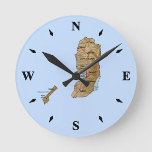 Palestinska Karta-klocka Rund Klocka