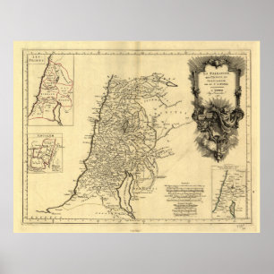 Palestinska Karta, stammarna och Jerusalem (1783) Poster