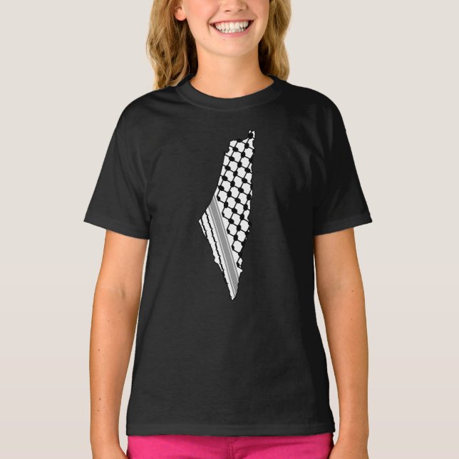 Palestinska keffiyeh, fritt karta, Palestina Kufiy T Shirt (Framsida)