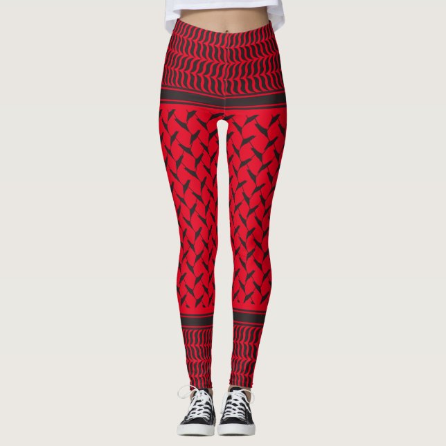 palestinska kuffiya svarta och röda leggings (Framsida)