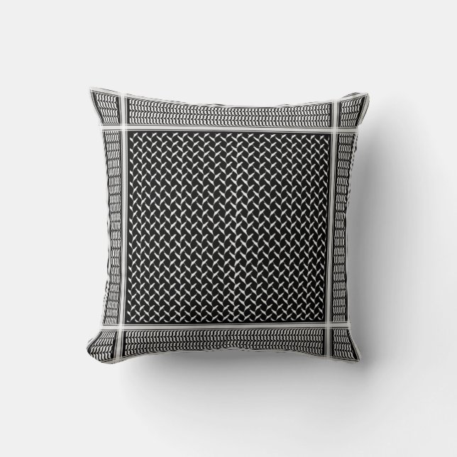 Palestinska Kufiya | Svart Keffiyeh Tapestry Kudde (Framsida)