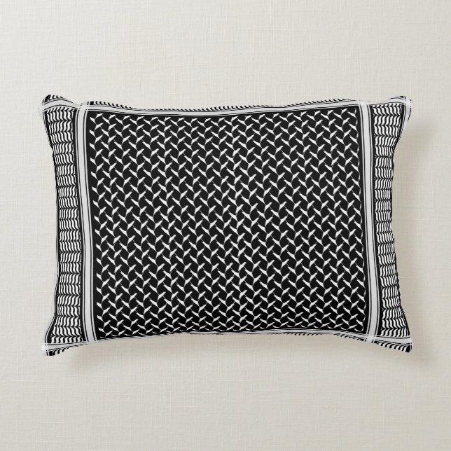Palestinska Kufiya | Svart Keffiyeh Tapestry Prydnadskudde (Framsidan)