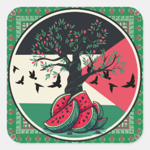 palestinska kulturer   palestinska vattenmeloner,  fyrkantigt klistermärke