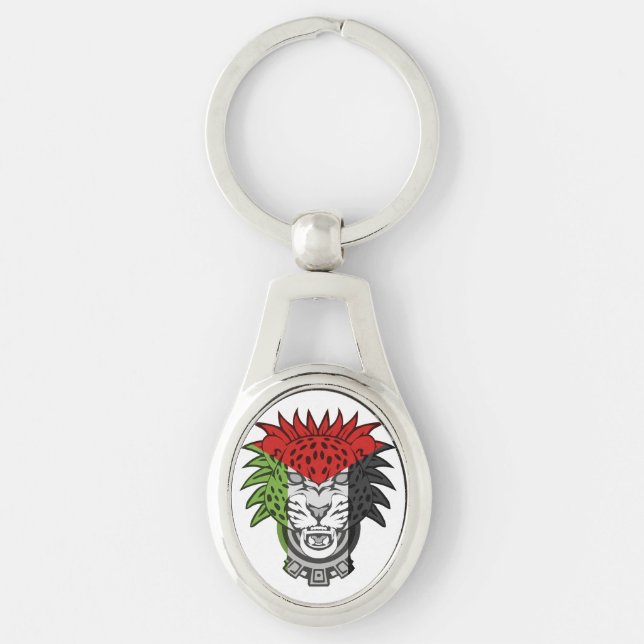 Palestinska lejona - Palestinska FLAGGA Lejon Ovalt Silverfärgad Nyckelring (Framsidan)
