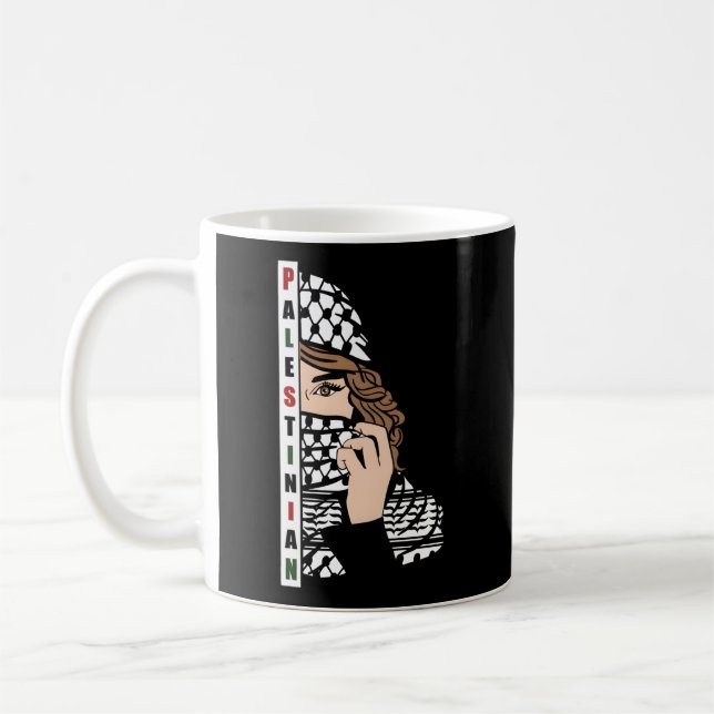 Palestinska med Kufeya Scarf Palestinska Mode Kaffemugg (Vänster)