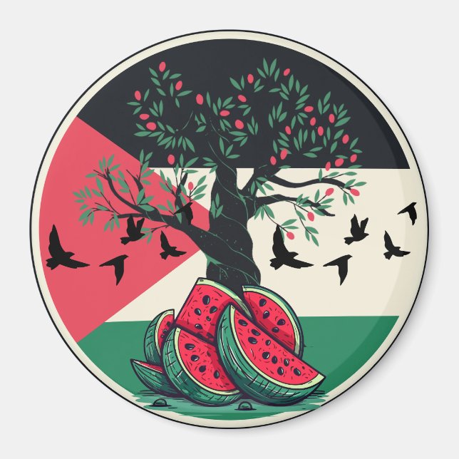 Palestinska olivodlingen i den inre vattenmelonoli magnet (Framsidan)
