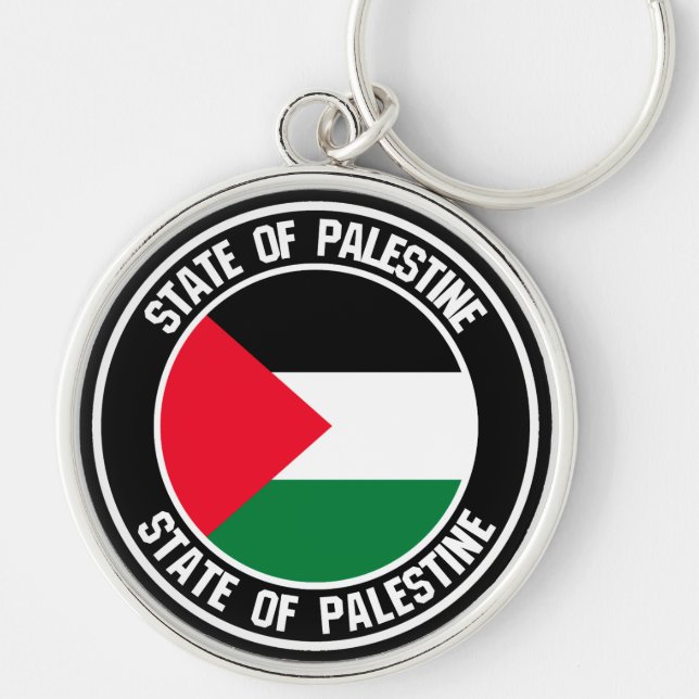 Palestinska rundans emblem rund silverfärgad nyckelring (Framsidan)