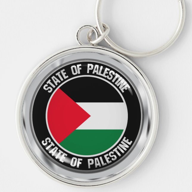 Palestinska rundans emblem rund silverfärgad nyckelring (Framsidan)