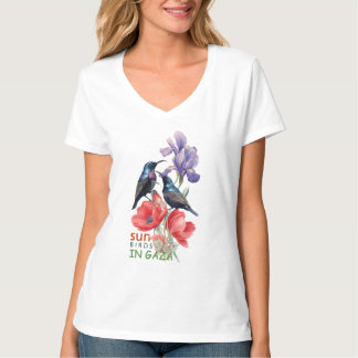 Palestinska solfåglar i Gazas blomsterkonst Kvinno T Shirt