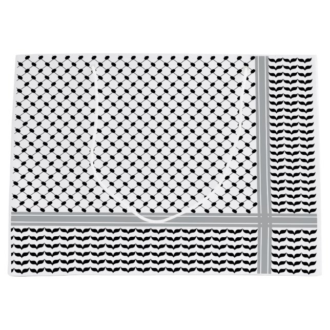 Palestinska svarta & vita Keffiyeh (Framsidan)