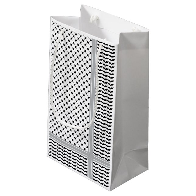 Palestinska svarta & vita Keffiyeh (Baksidan Vinklad)